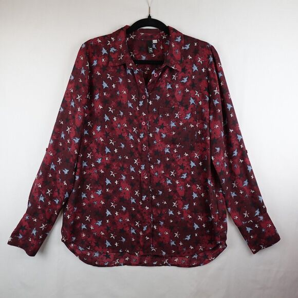 KUT from the Kloth Tops - Kut From The Kloth Patriotic Blouse Womens Large Red White Blue Stars USA Button